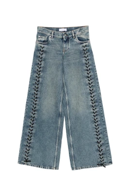 Vida jeans med snörning och vida ben