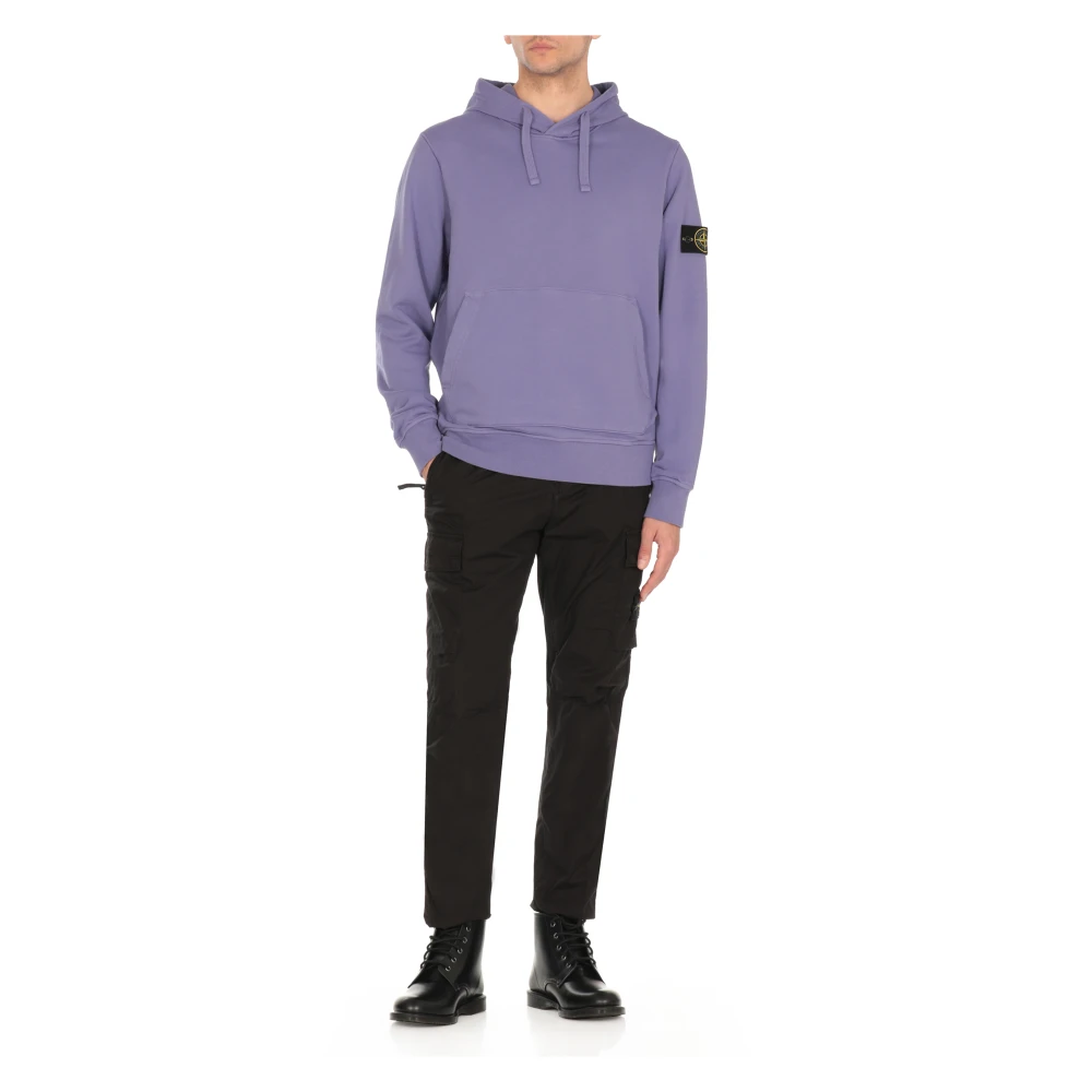 Stone Island Paarse Katoenen Hoodie met Logopatch Purple Heren