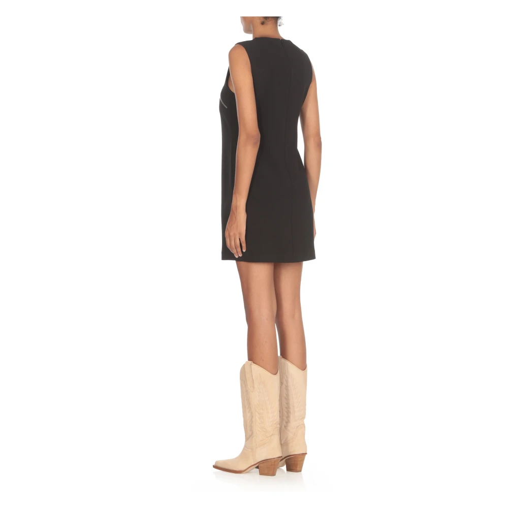 pinko Zwarte mouwloze jurk met asymmetrische rits Black Dames