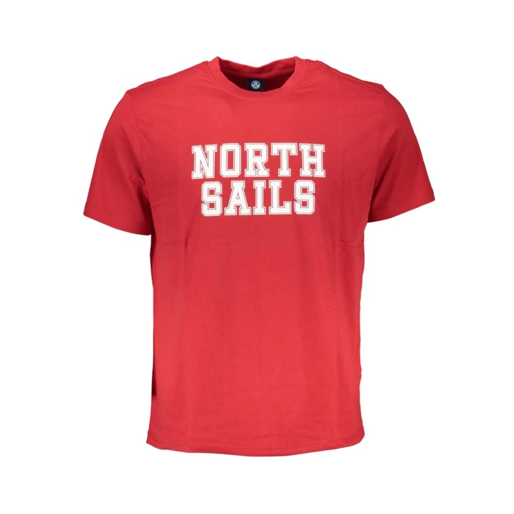 North Sails Herr Röd Toppar L, Bomull, Bomull Print Logo T-Shirt