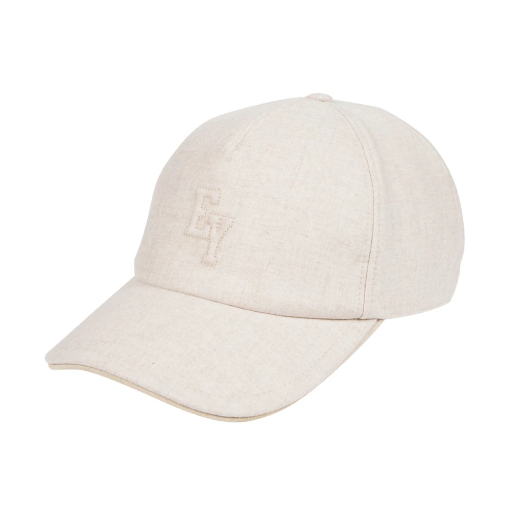 Eleventy Uomo Beige Cappello Baseball Cashmere E Suede