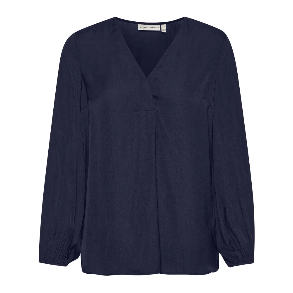 Inwear Women's Blue Blouses, Xs, Marine Blouse With V-Neck