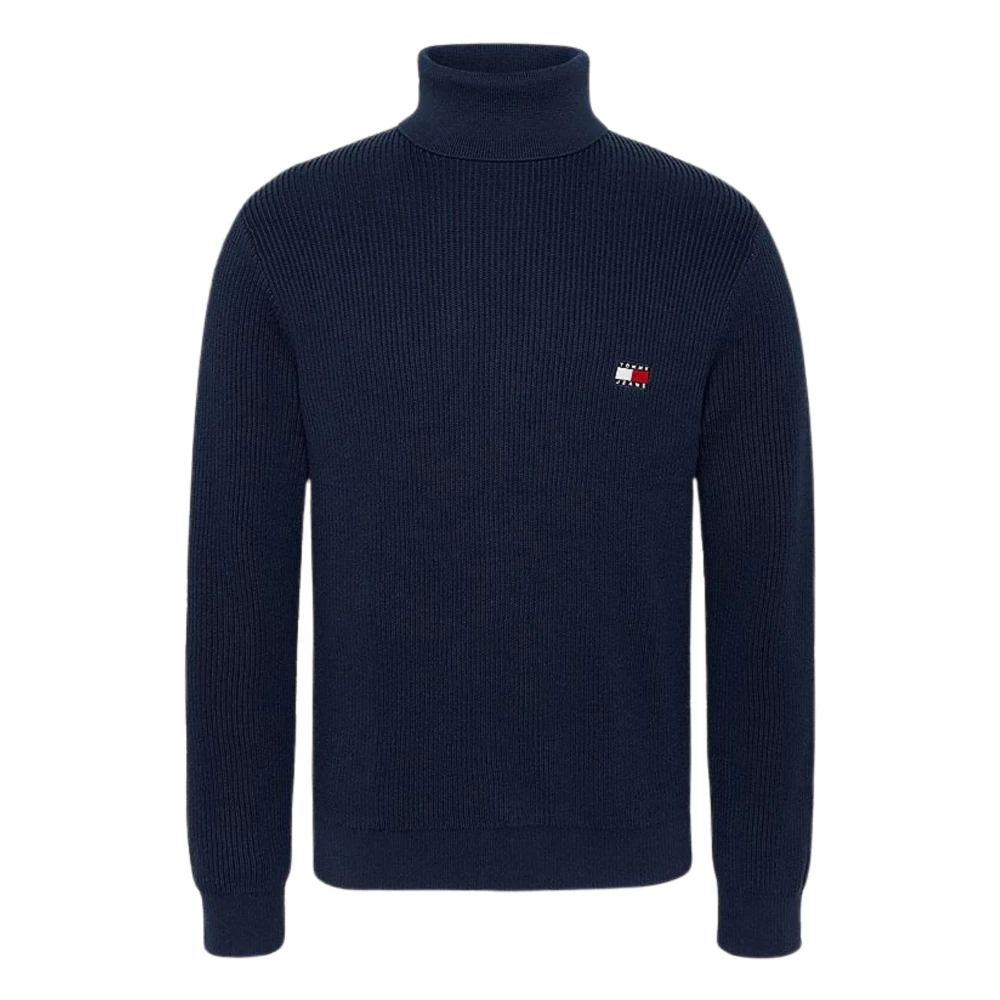 Tommy Hilfiger Blauwe Geribbelde Coltrui Trui Blue Heren