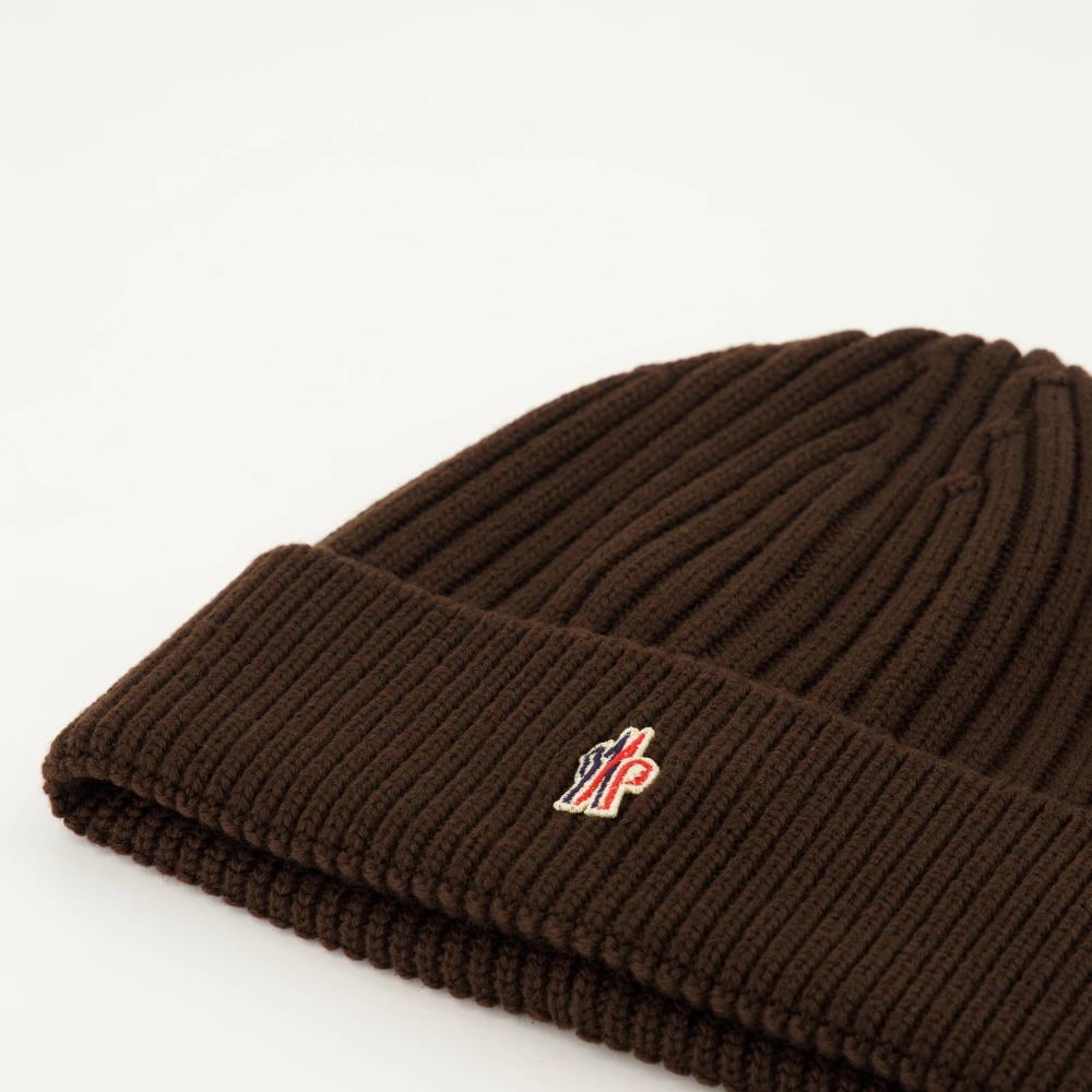 Moncler Bruine Wol Grenoble Beanie Hoed Brown Heren