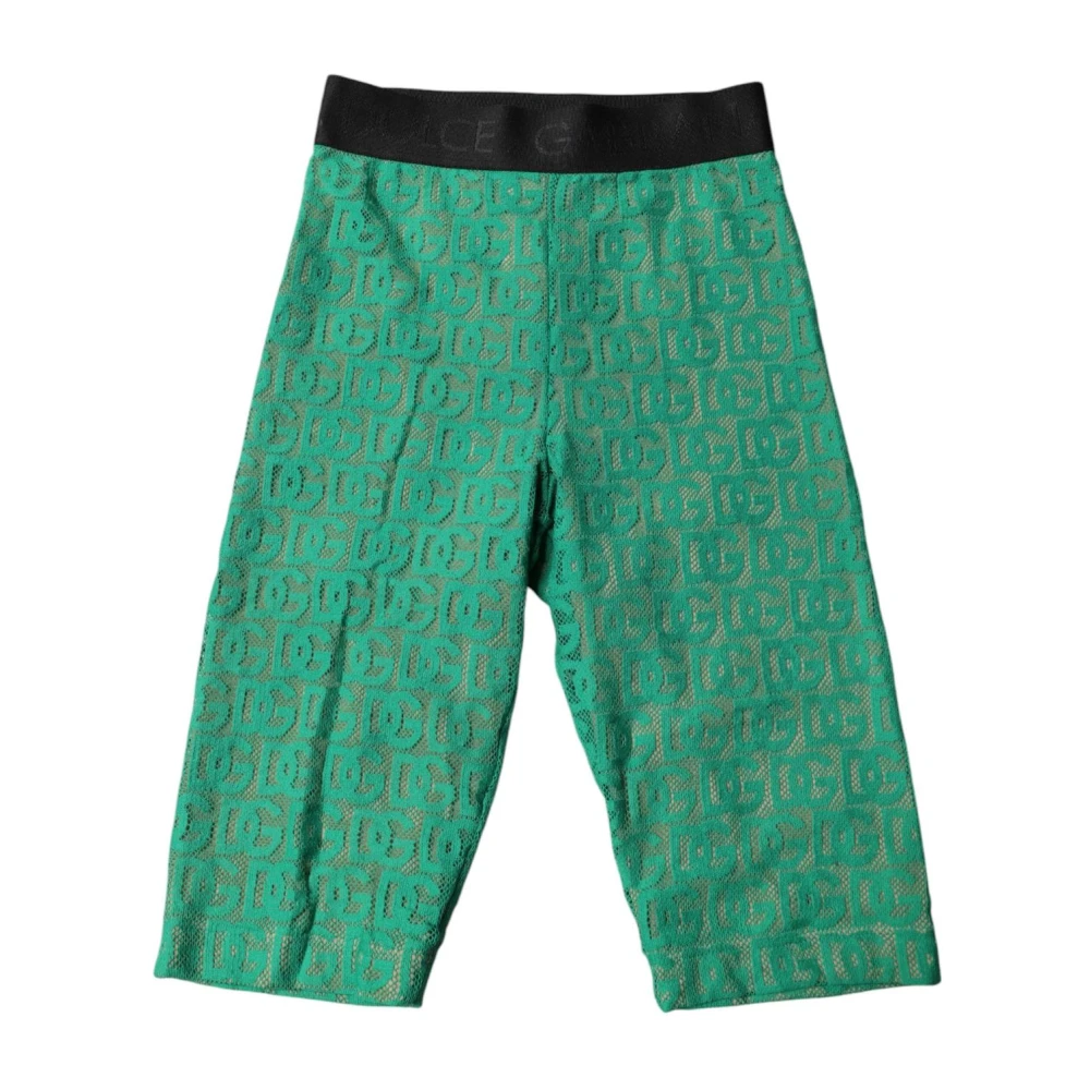 Dolce & Gabbana Women's Green Embroidered Lace Shorts In Vibrant