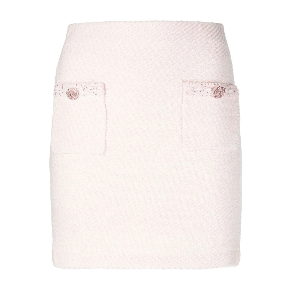 Self Portrait Women's Pink Short Skirts, M, Elegant Knit Mini Skirt