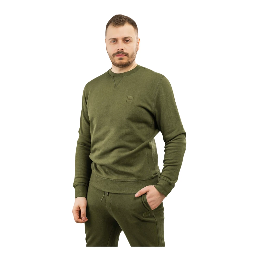 Hugo Boss Heren Sweatshirt Groen Ronde Hals Katoen Green Heren