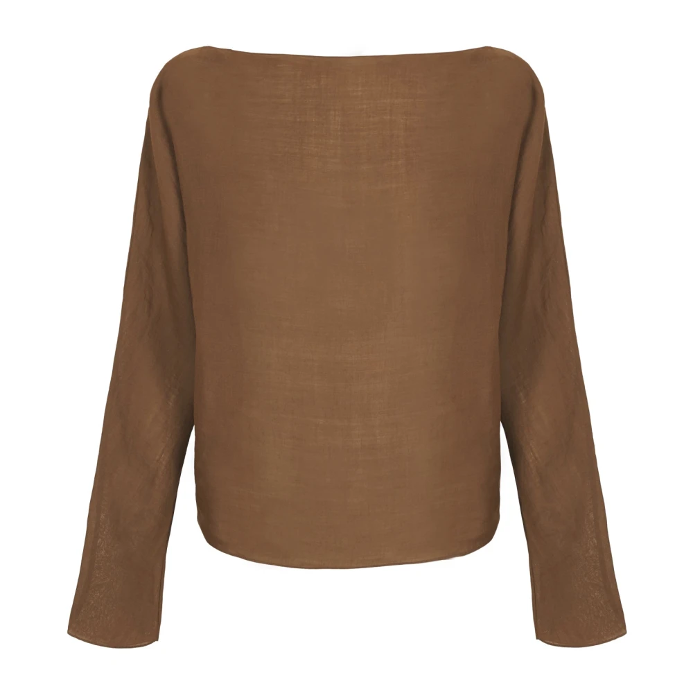Cortana Women's Brown Blouses, S, Poona, Top De Ramie Henna