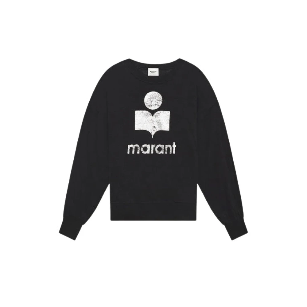 Isabel Marant Étoile Zwarte linnen T-shirt met lange mouwen en logo Black Dames