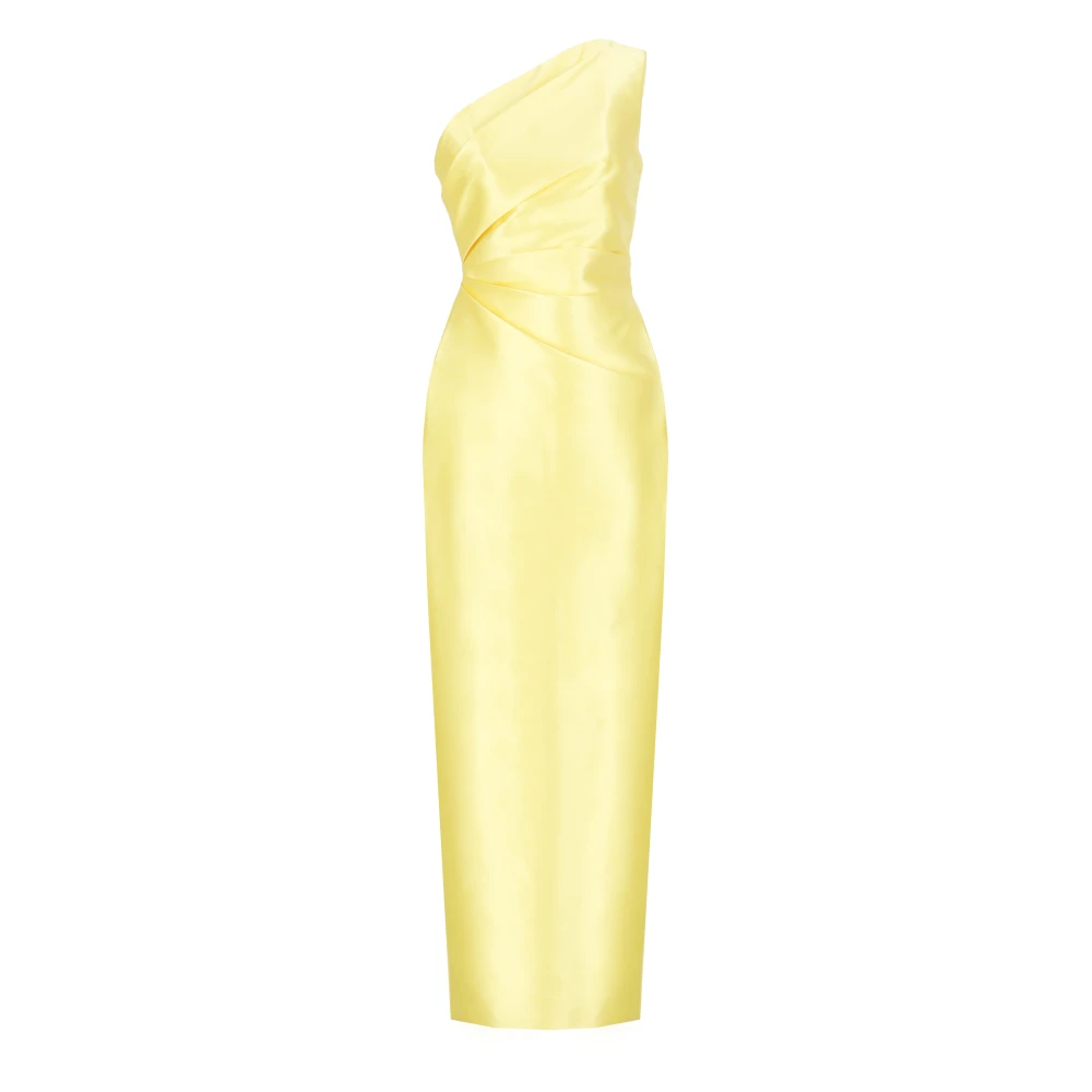 Solace London Gele Satijnen One-Shoulder Jurk Yellow Dames