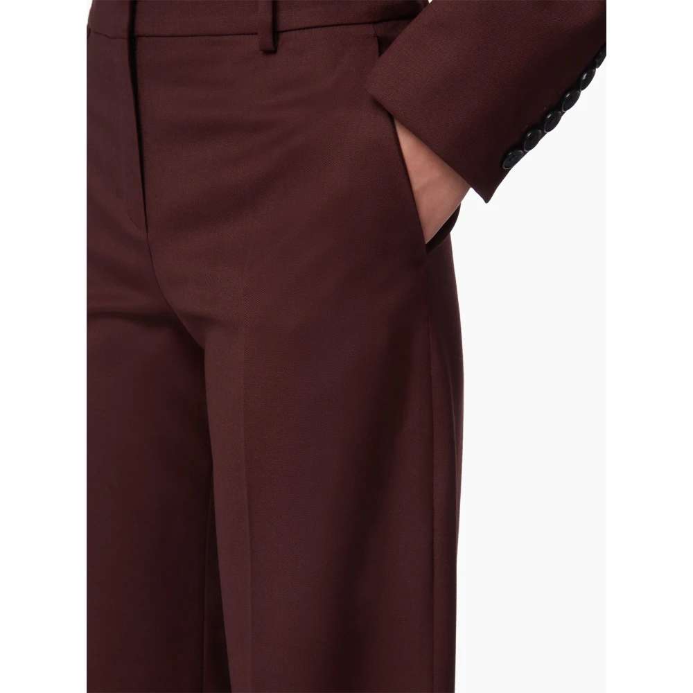 Nina Ricci Rode Wol Wijde Pijp Broek Red Dames