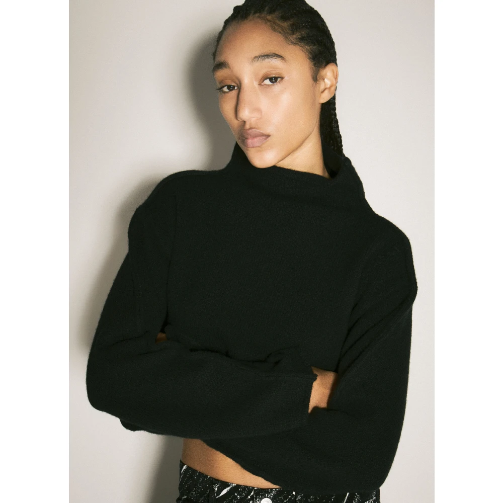 Marni Wollen Turtleneck Cropped Sweater Black Dames