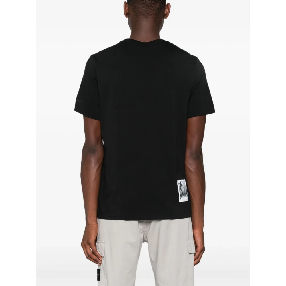Moose Knuckles Zwarte Crew Neck T-shirt met Flocked Logo Black Heren