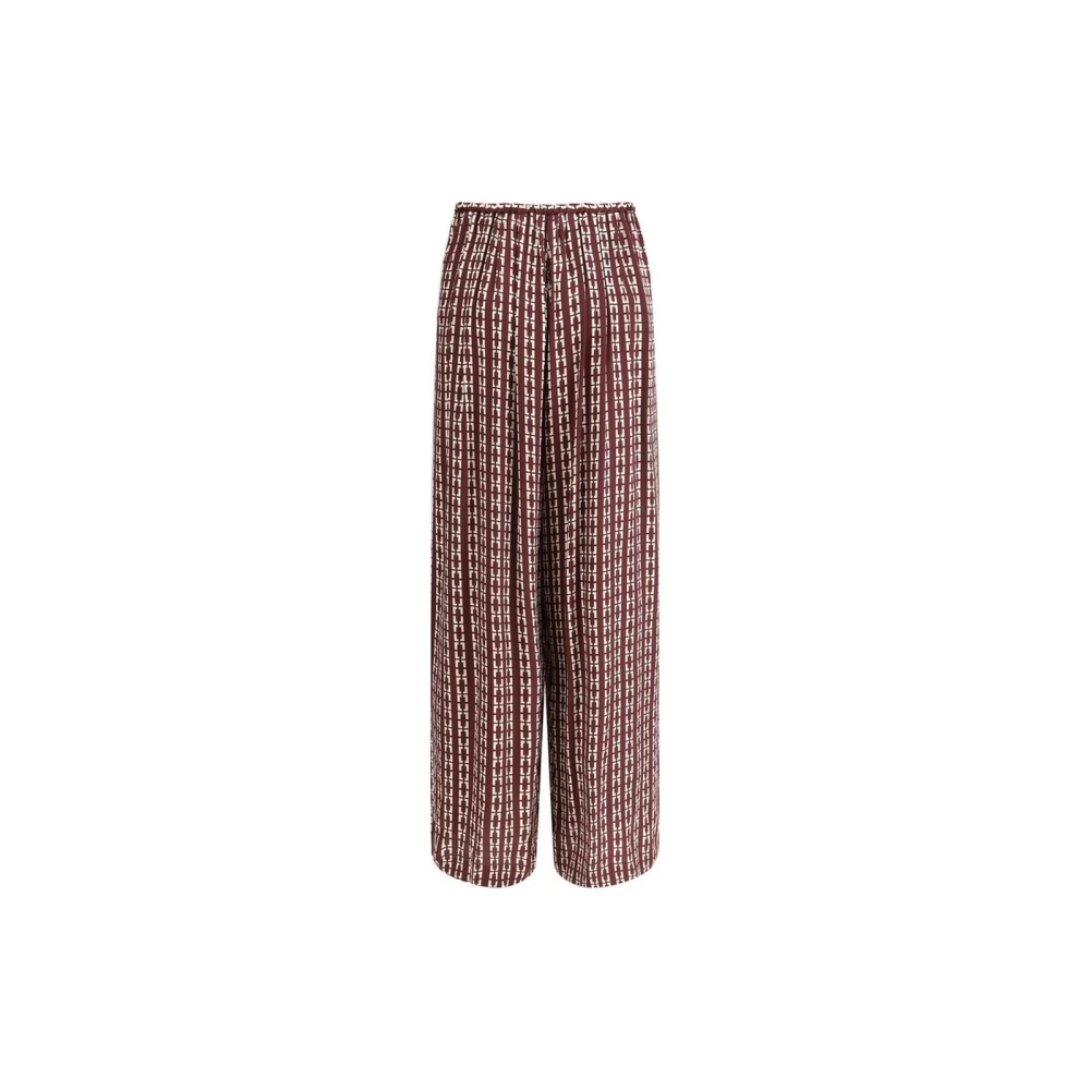 Forte Geometrisch Print Wijde Pijp Broek Brown Dames