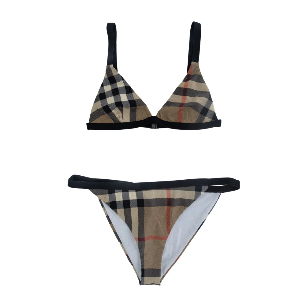 Burberry Geruite Bikini Set met Haak Beige Dames