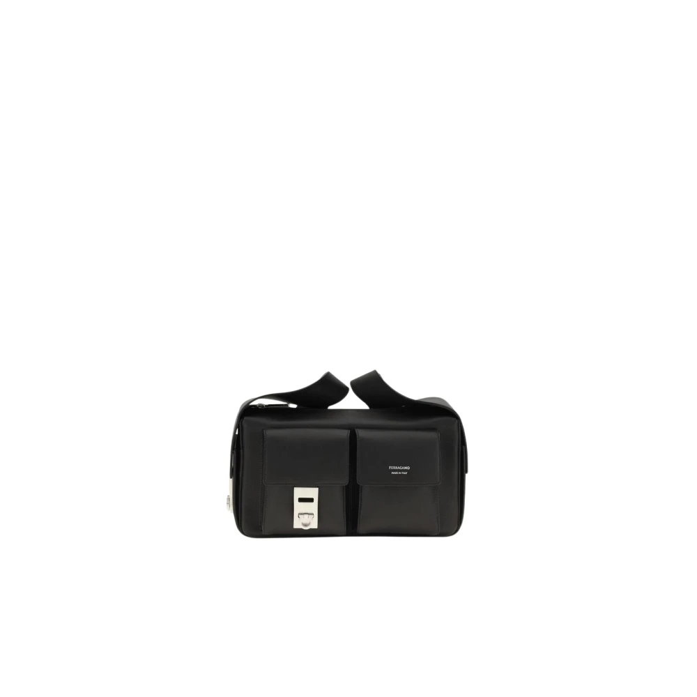 Ferragamo Uomo Nero Borsa A Tracolla Utility Con Fibbia Hug (M) - Immagine 3