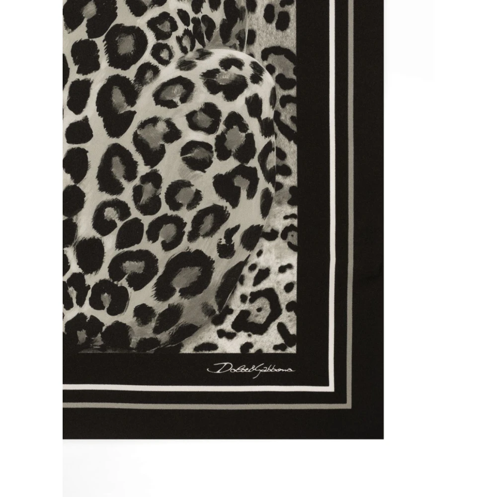 Dolce & Gabbana Luipaardprint Zijden Sjaal Black Dames