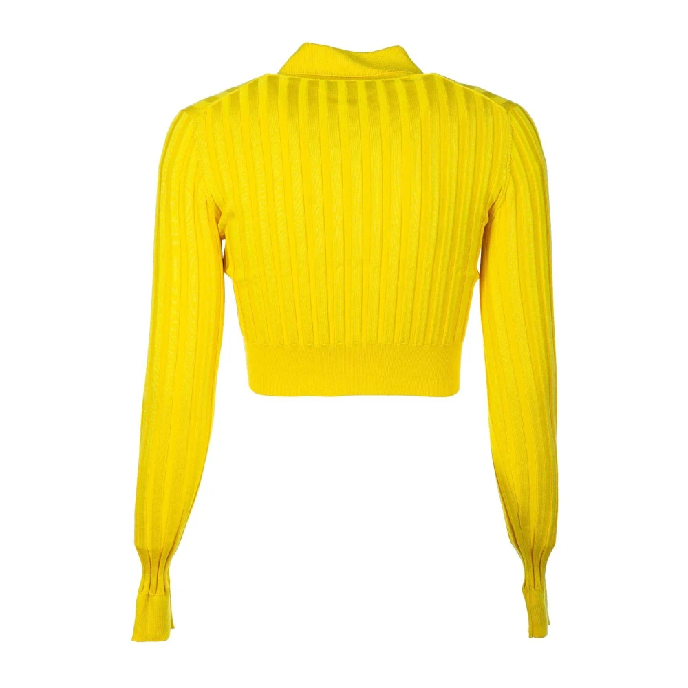 Dolce & Gabbana Korte Polo Hals Jumper voor Vrouwen Yellow Dames