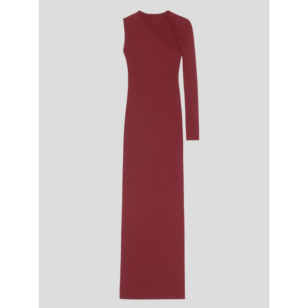 Courrèges Geribbelde Viscose Polyester Jurk Red Dames