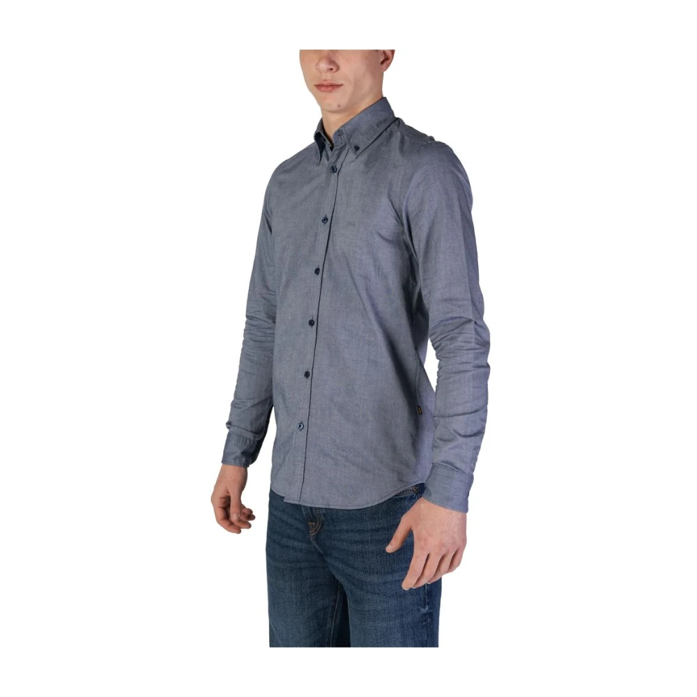 Hugo Boss Blauw Katoenen Overhemd Lange Mouw Blue Heren