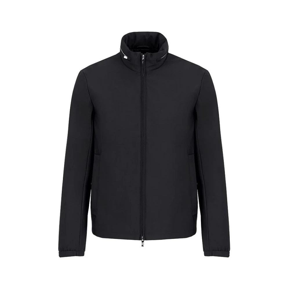 Emporio Armani Uomo Nero Blouson In Nylon Con Zip Integrale E Cappuccio A Scomparsa