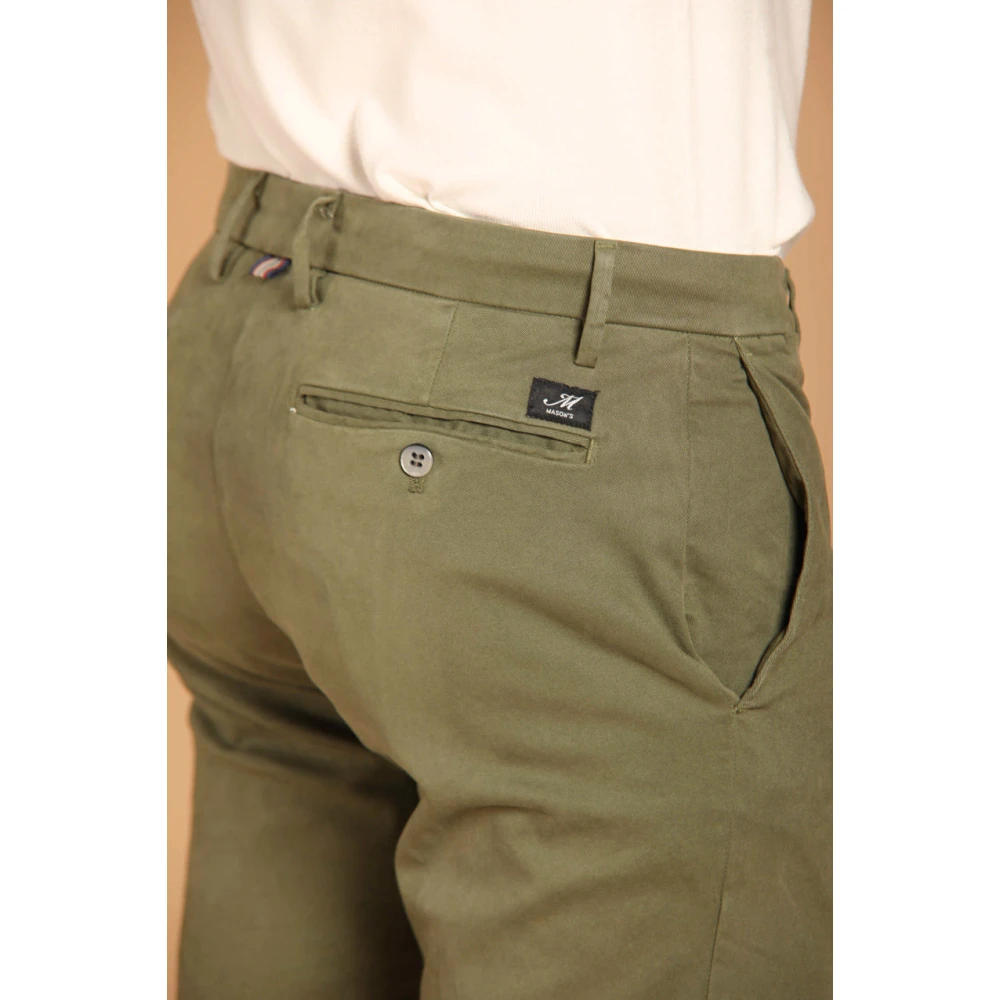 Mason's Stretch gabardine chino broek regular fit Green Heren