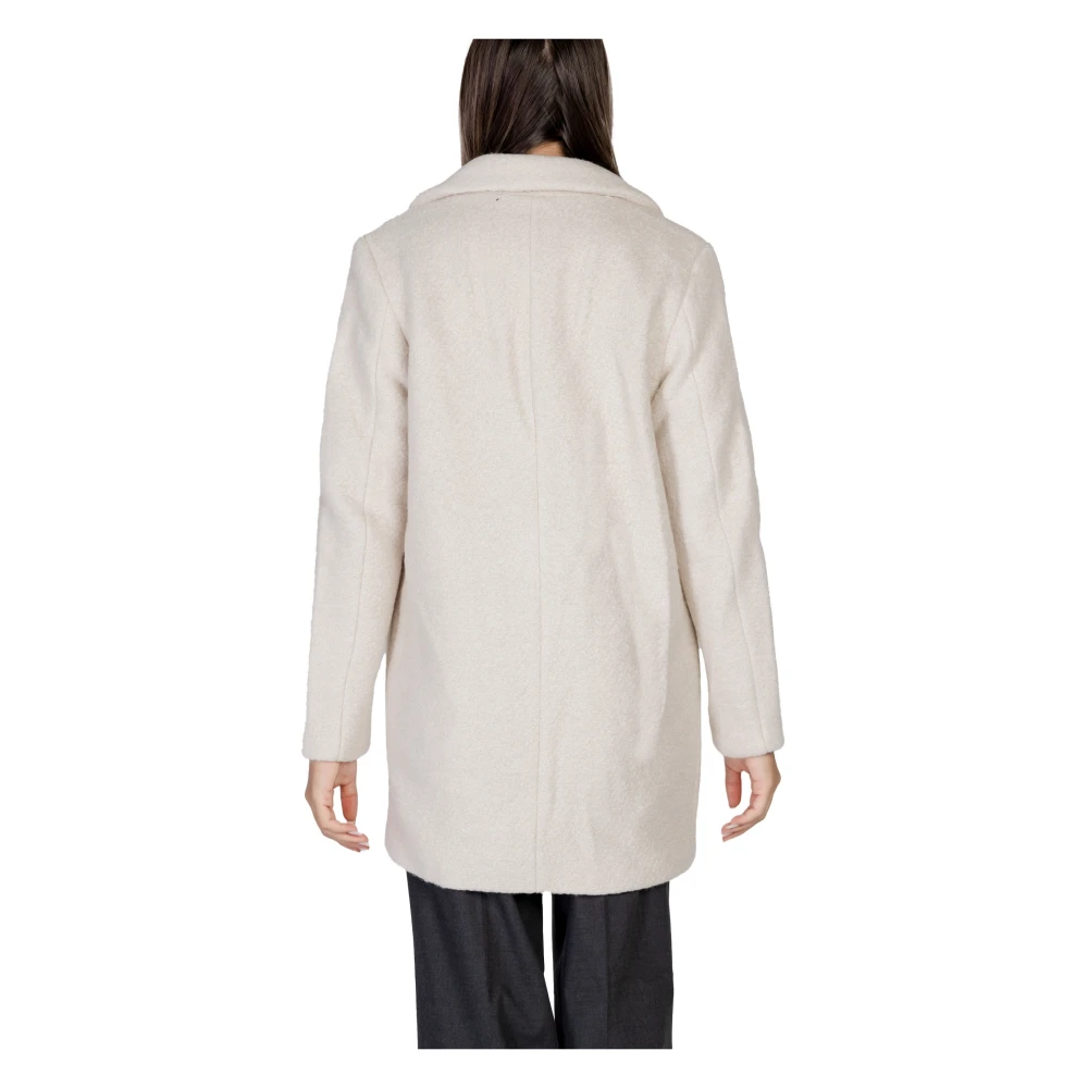 Ichi Witte wollen blend knoopmantel White Dames