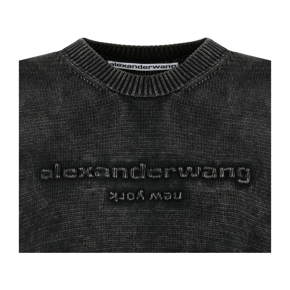 alexander wang Zwarte Logo In Reliëf Trui Sweaters Brown Dames