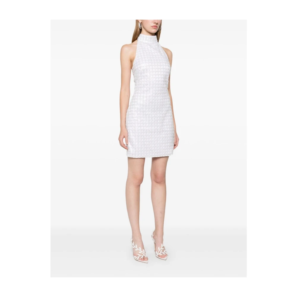 Rotate Birger Christensen Beaded Halterneck Jurk Korte Mouw White Dames