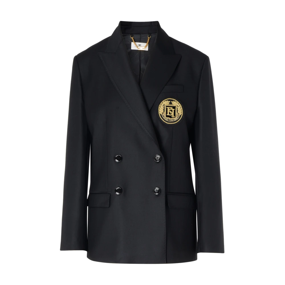 Elisabetta Franchi Zwarte Jas Gi12547E2-110 Black Dames