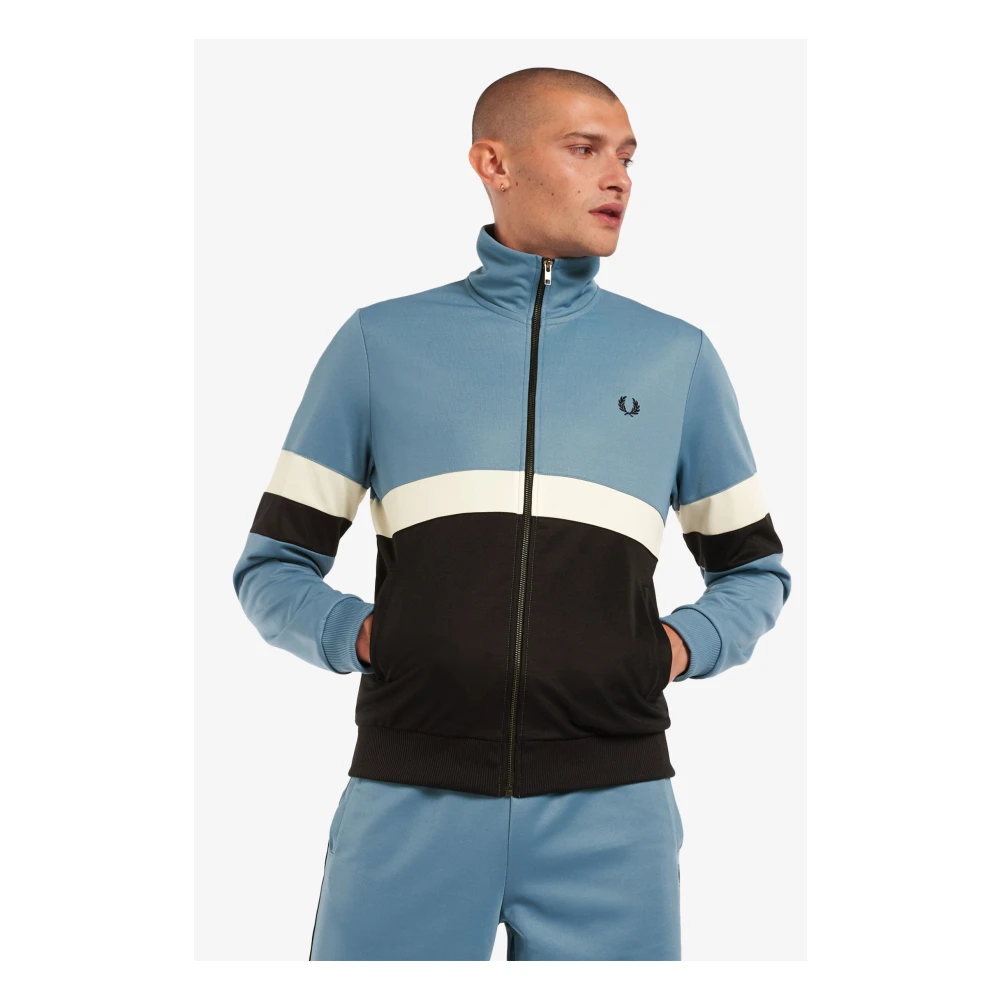 Fred Perry Panelled Trainingsjack Ash Blauw Multicolor Heren