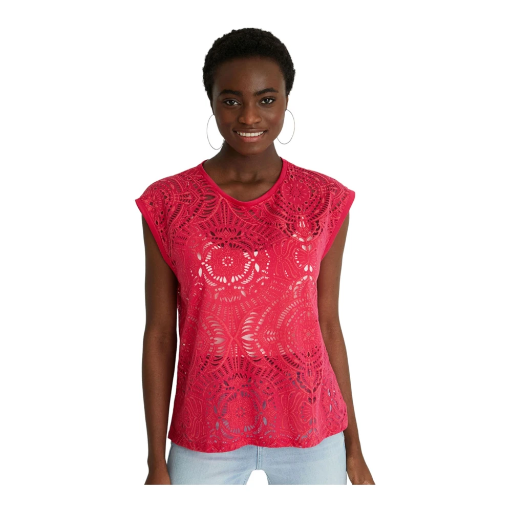Desigual Korte Mouw T-shirt Pink Dames