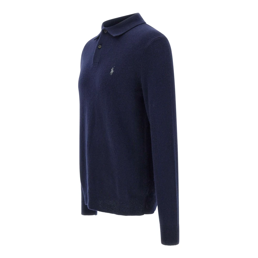 Polo Ralph Lauren Klassiek wolblend poloshirt Blue Heren