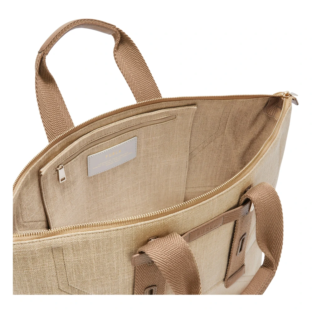 Furla Canvas Tote Tas met Verstelbare Banden Beige Dames