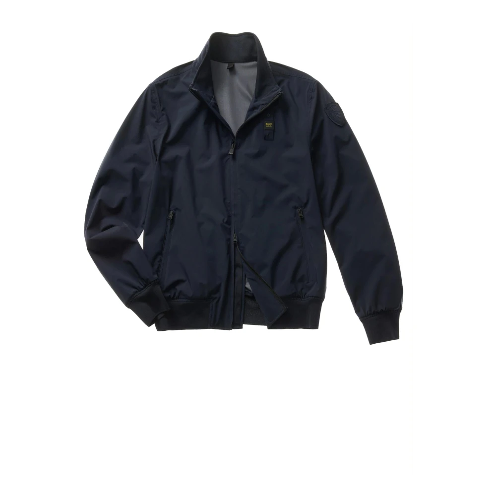 Blauer Men's Blue Monochrome Lightweight Neoprene Bomber Jacket