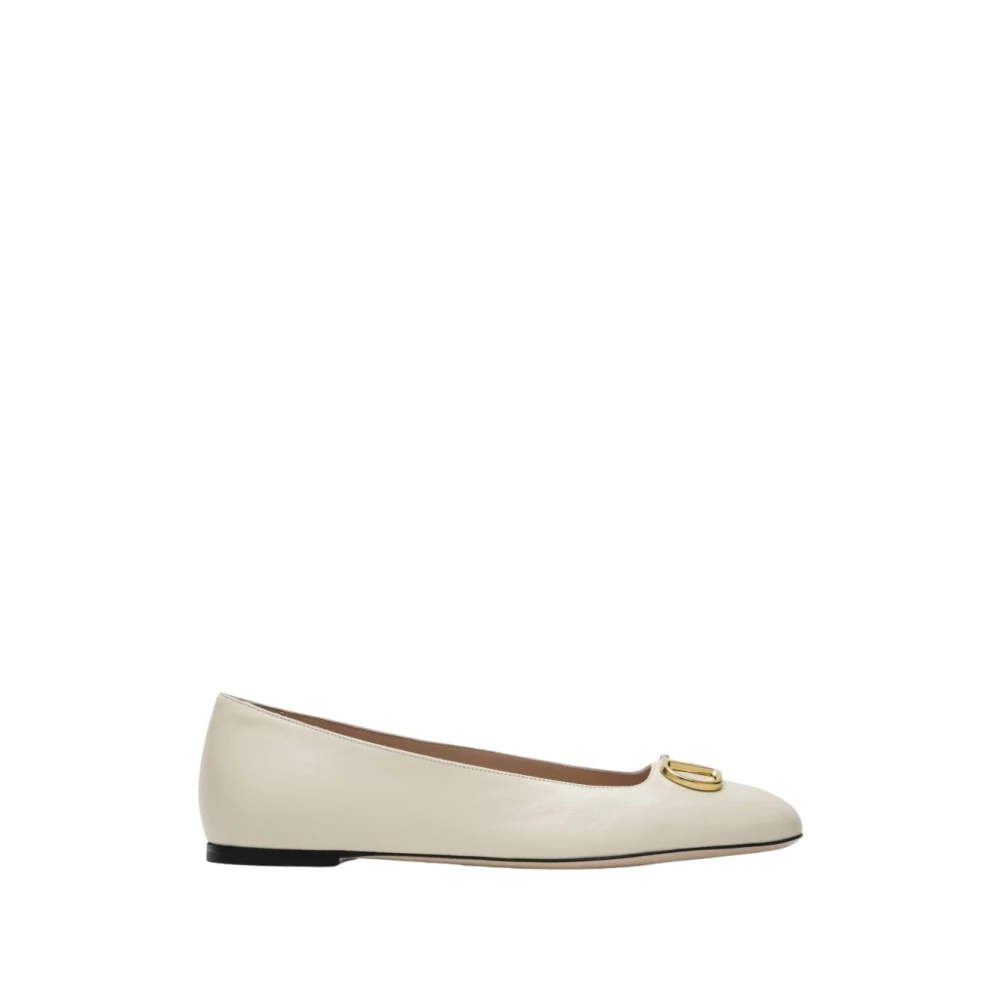 Valentino Garavani Women's White Vlogo Signature Ballerina In Nappa - Ballerina Shoes - 7 Uk - Shoes