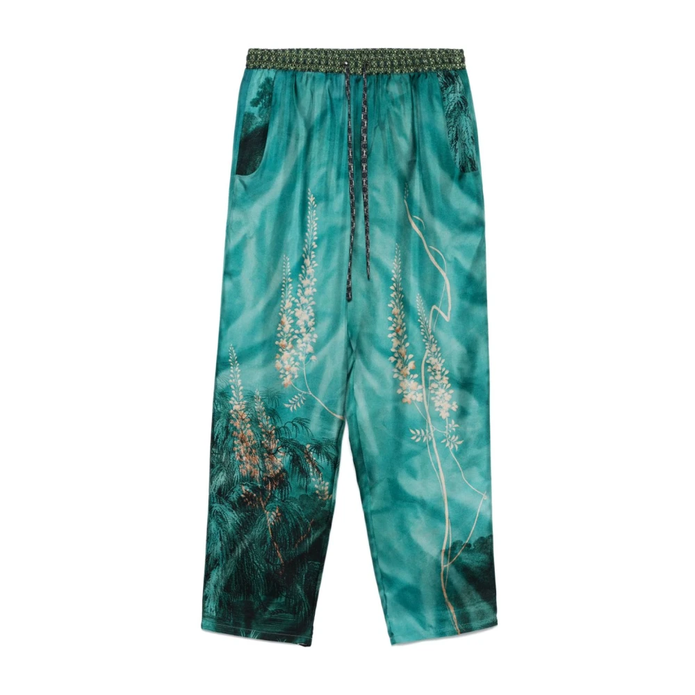 Pierre-Louis Mascia Bloemenprint Blauwe Broek Elastische Taille Multicolor Dames