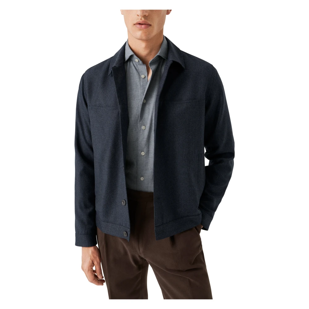 Eton Blauw Flanel Eigentijds Overhemd Blue Heren