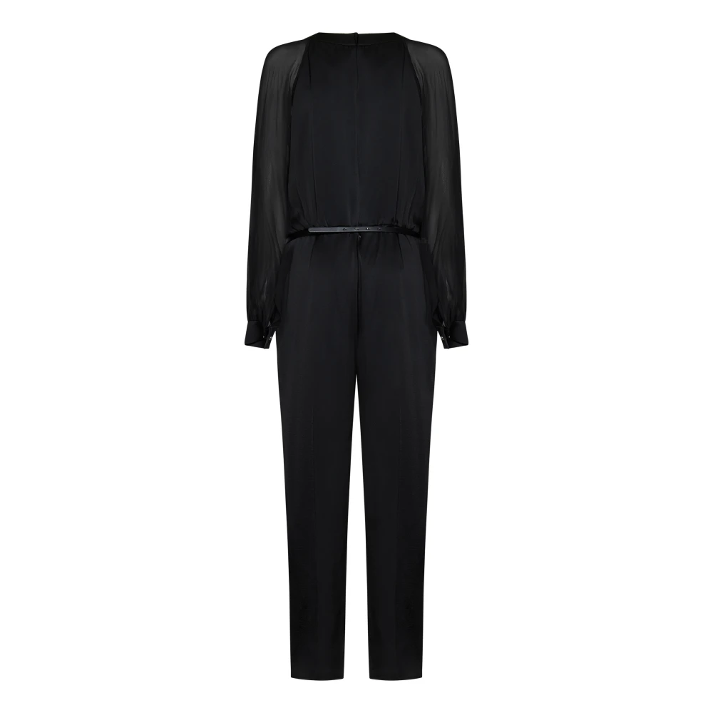 Max Mara Zwarte V-hals Zijden Jurk met Juweelriem Black Dames