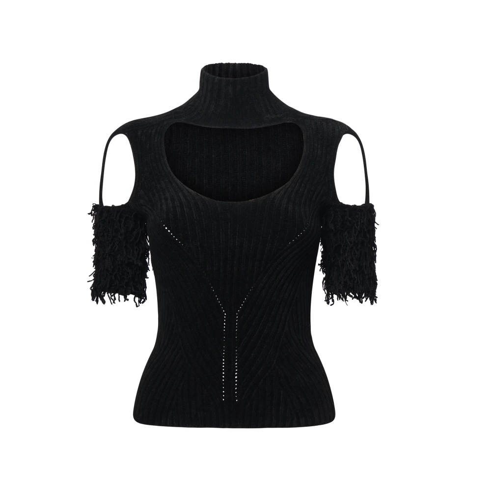 Coperni Zwarte Cut-Out Hoge Kraag Shirt Black Dames