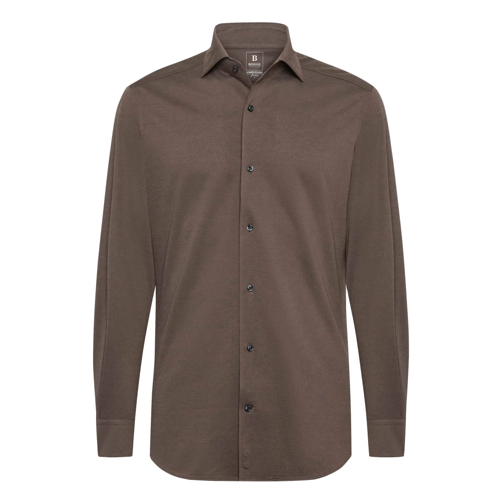 Boggi Milano Regular Fit Japanse Jersey Polo Shirt Brown Heren