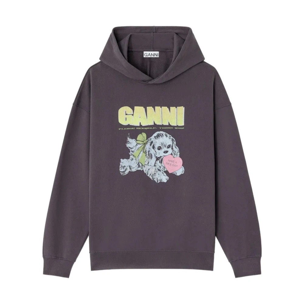 Ganni Women's Gray Hoodies, 2XS/Xs, Isoli Oversized Hoodie Phantom 252