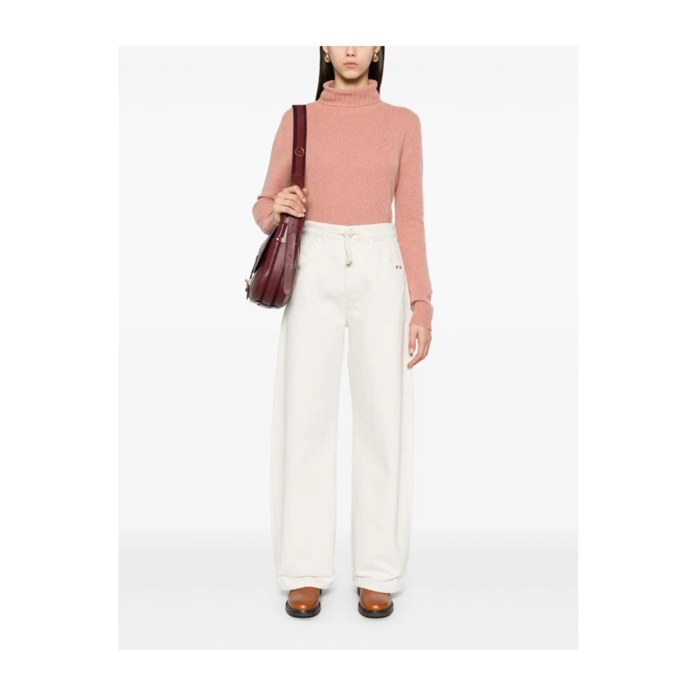 Amish Witte Denim Jeans met Koordsluiting White Dames