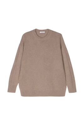 Almond Beige Cashmere Crew Neck Sweater