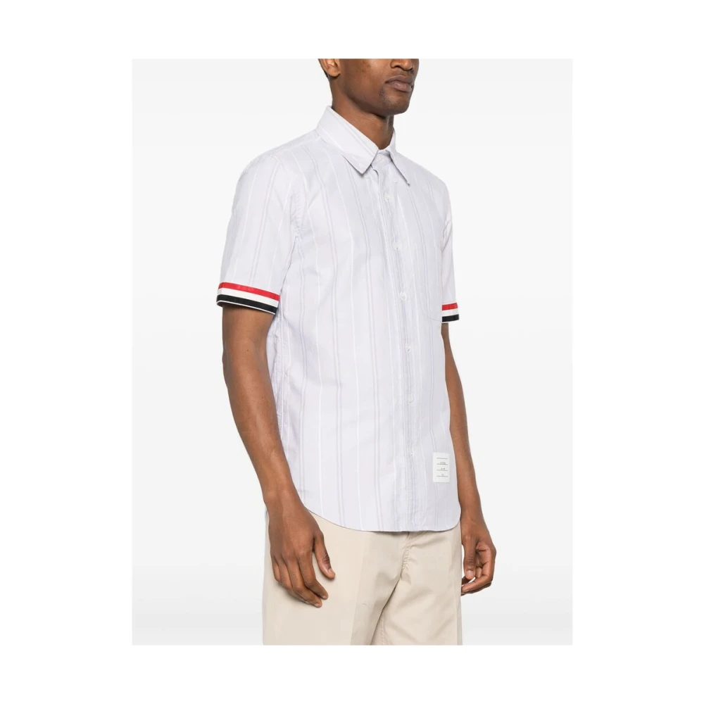 Thom Browne Verticaal Gestreept Katoenen Overhemd Gray Heren