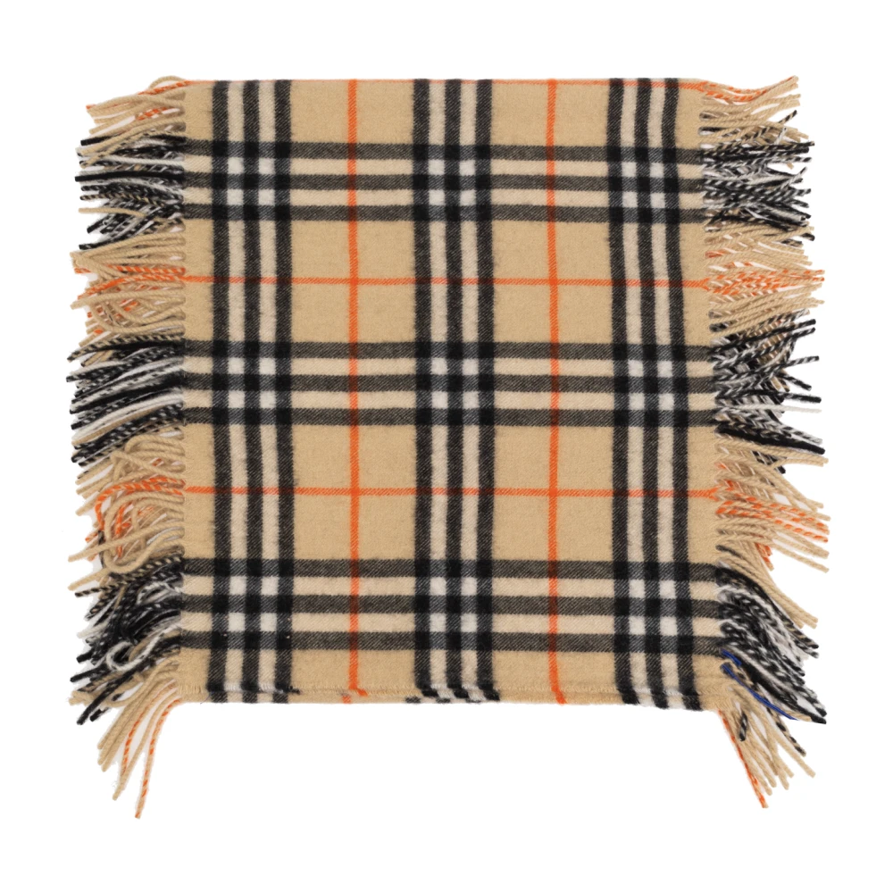 Burberry Gewassen Wol Tartan Sjaal Beige Dames