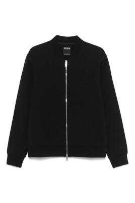 sort-sweater-med-lynlas-og-lommer