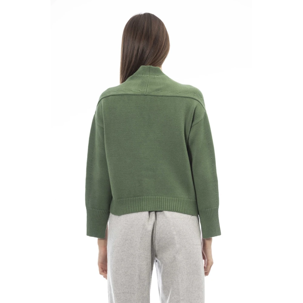 Alpha Studio Cardigan met knoopsluiting en zakken Green Dames