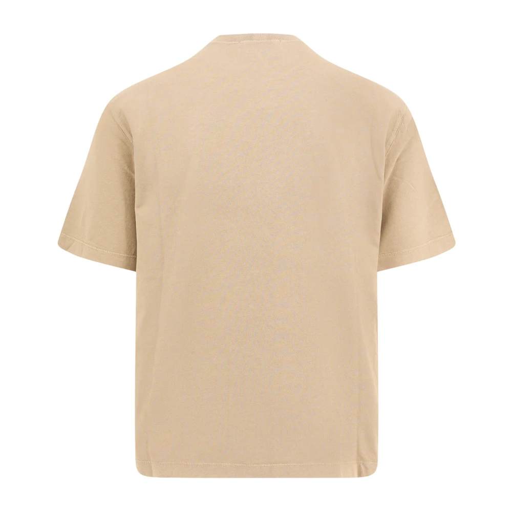 Stone Island Logo Patch Katoenen T-Shirt Beige Heren