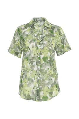 floral-v-neck-blouse-green
